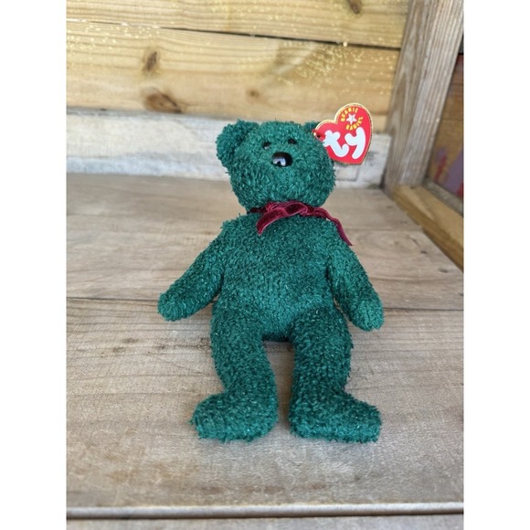 2001 Ty Beanie Baby "Holiday Teddy" Retired Bear Dark Green Beanie Baby - Picture 14 of 15